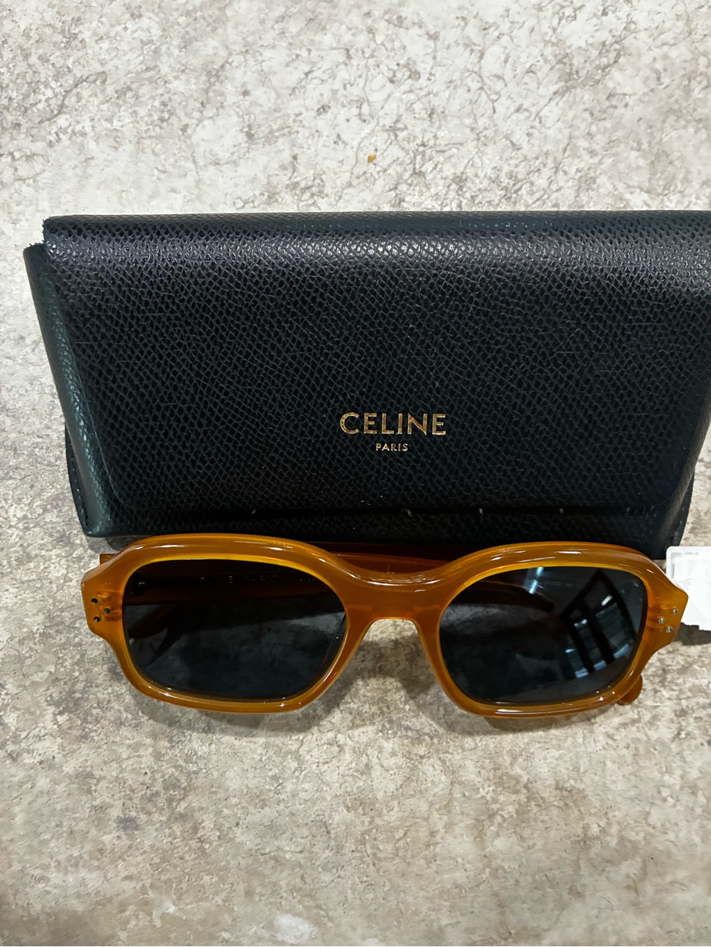 Celine Honey Brown Acetate Sunglasses With Black Lenses